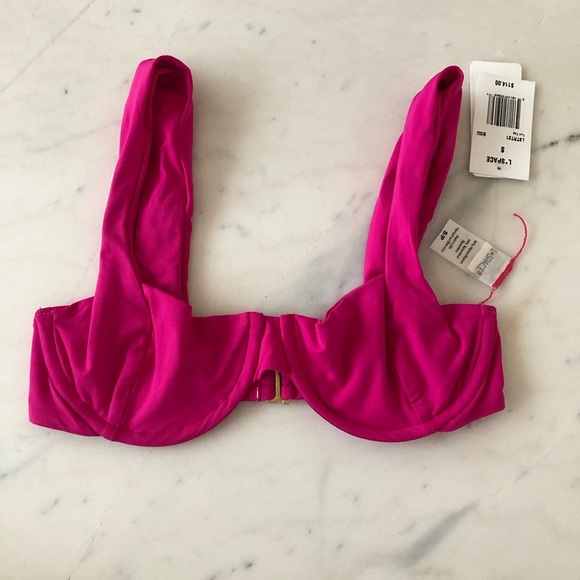 L*SPACE Tori Bra Bikini Top Bouganvillea Pink Revolve - Picture 8 of 9